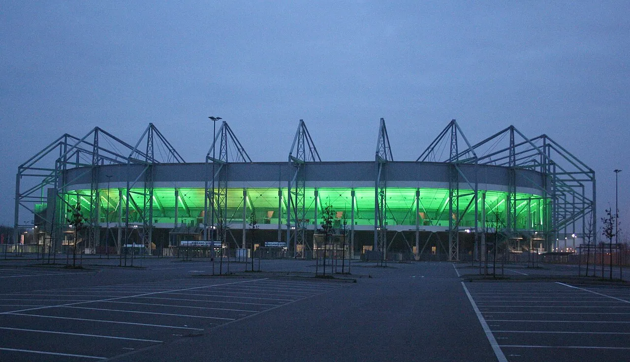 Het Borussia-Park-stadion in Mönchengladbach, thuisbasis van Borussia Mönchengladbach